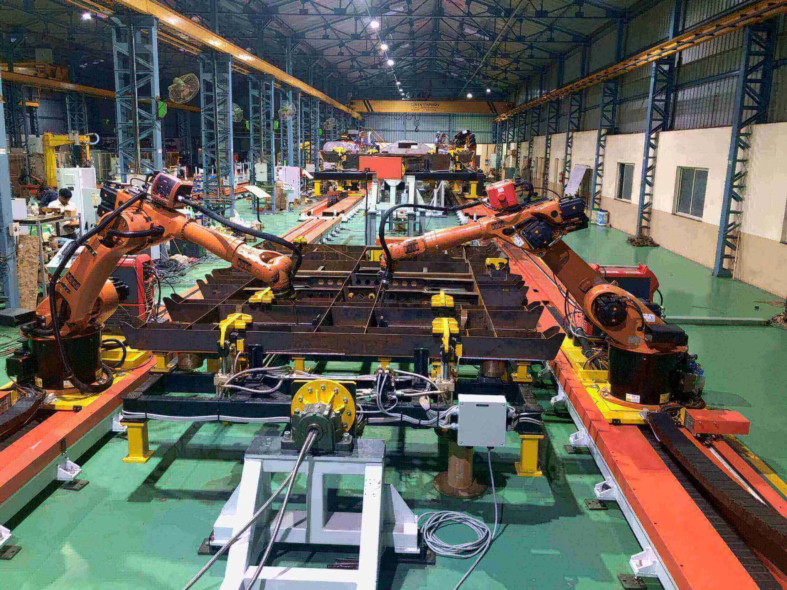 MIG CO2 robotic cell for Underframe Welding in Railway and metro coach